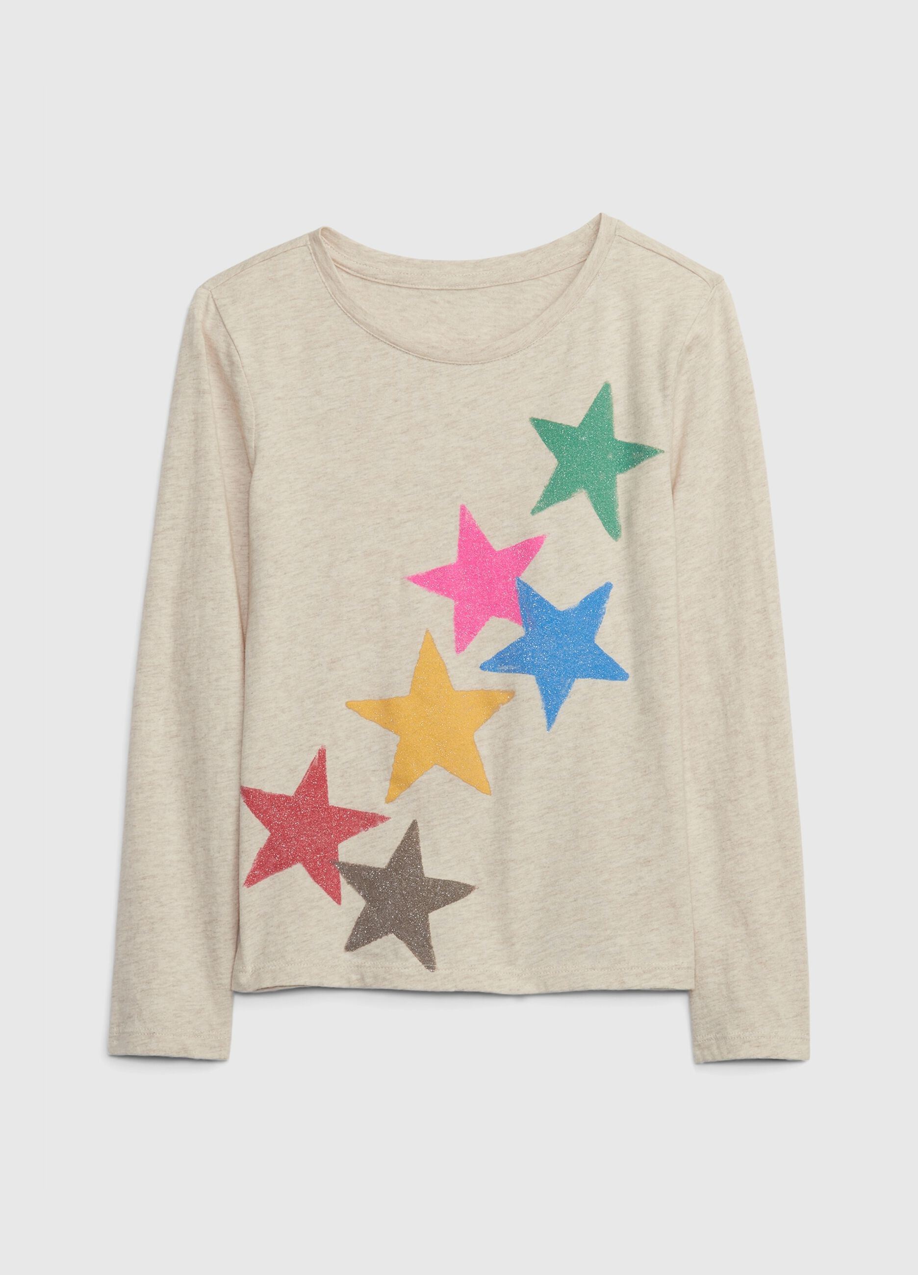 Long-sleeved T-shirt with star print