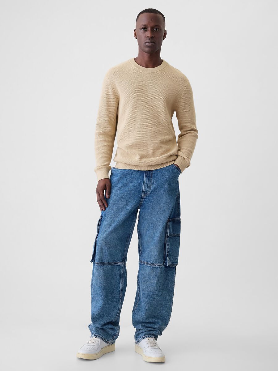 Pullover con micro trama a nido d'ape Uomo_1