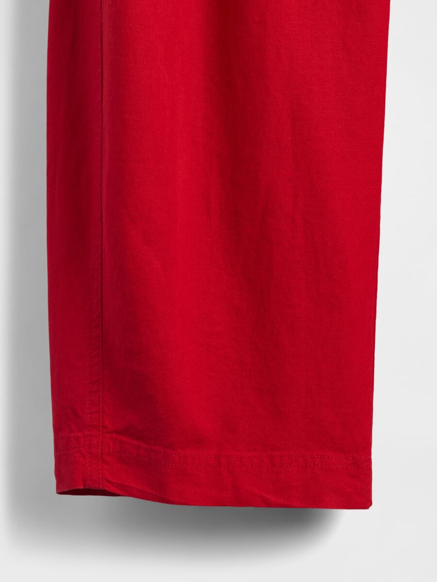 Pantaloni ampi rossi in lino e viscosa Donna_7