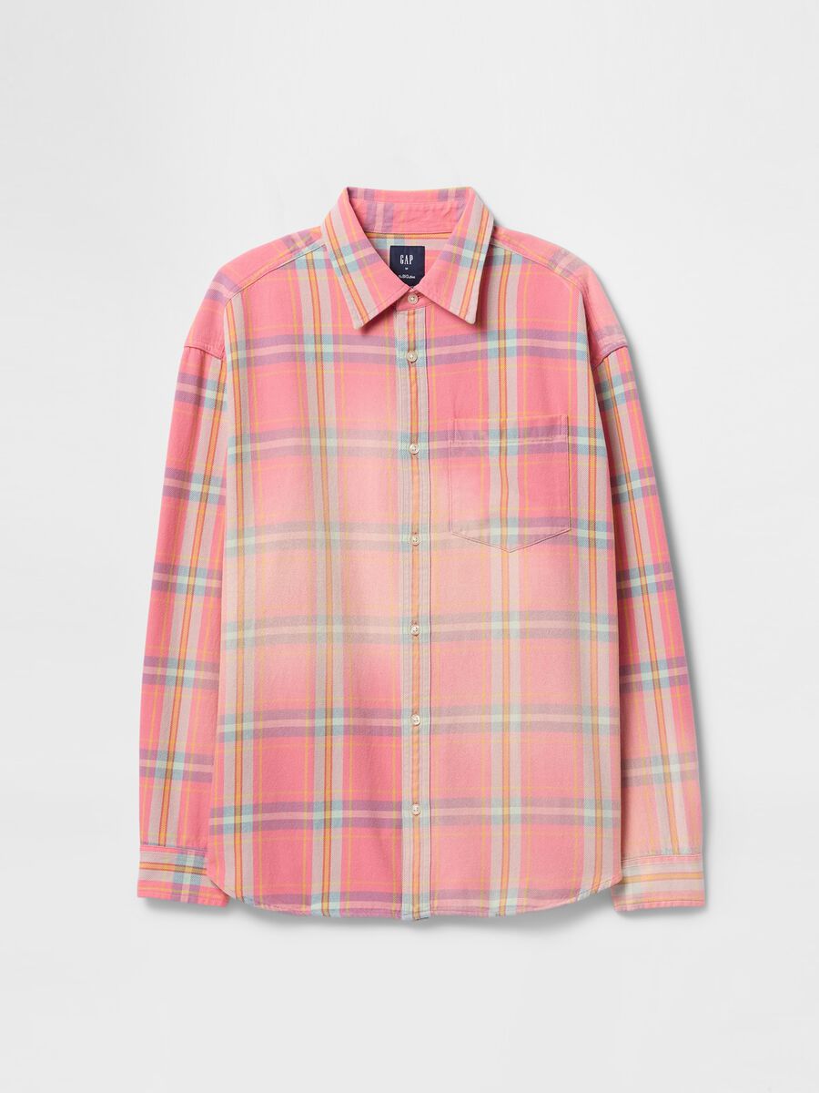 Camicia a quadri arancioni e rosa in cotone Gap Uomo_3