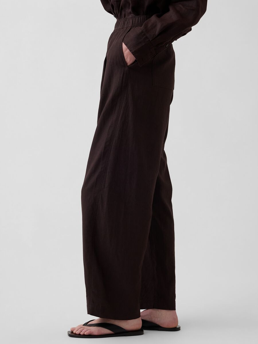 Pantaloni palazzo in misto lino Donna_3