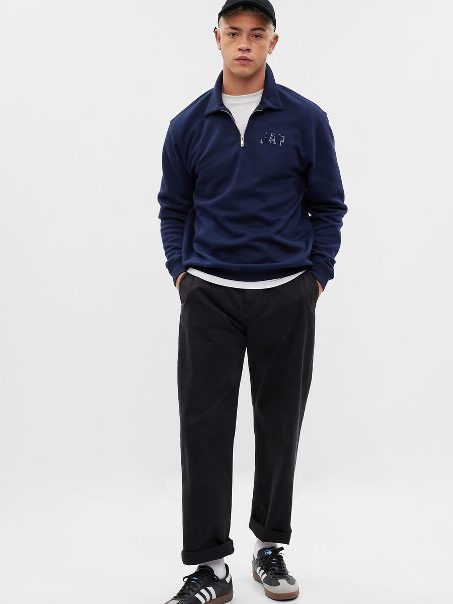 Felpa half-zip stampa logo effetto lucido Uomo_0