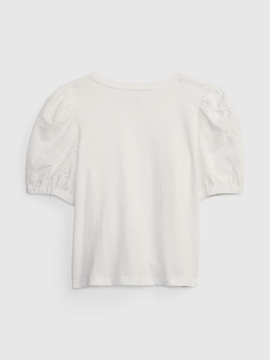 T-shirt with broderie anglaise sleeves Girl_1
