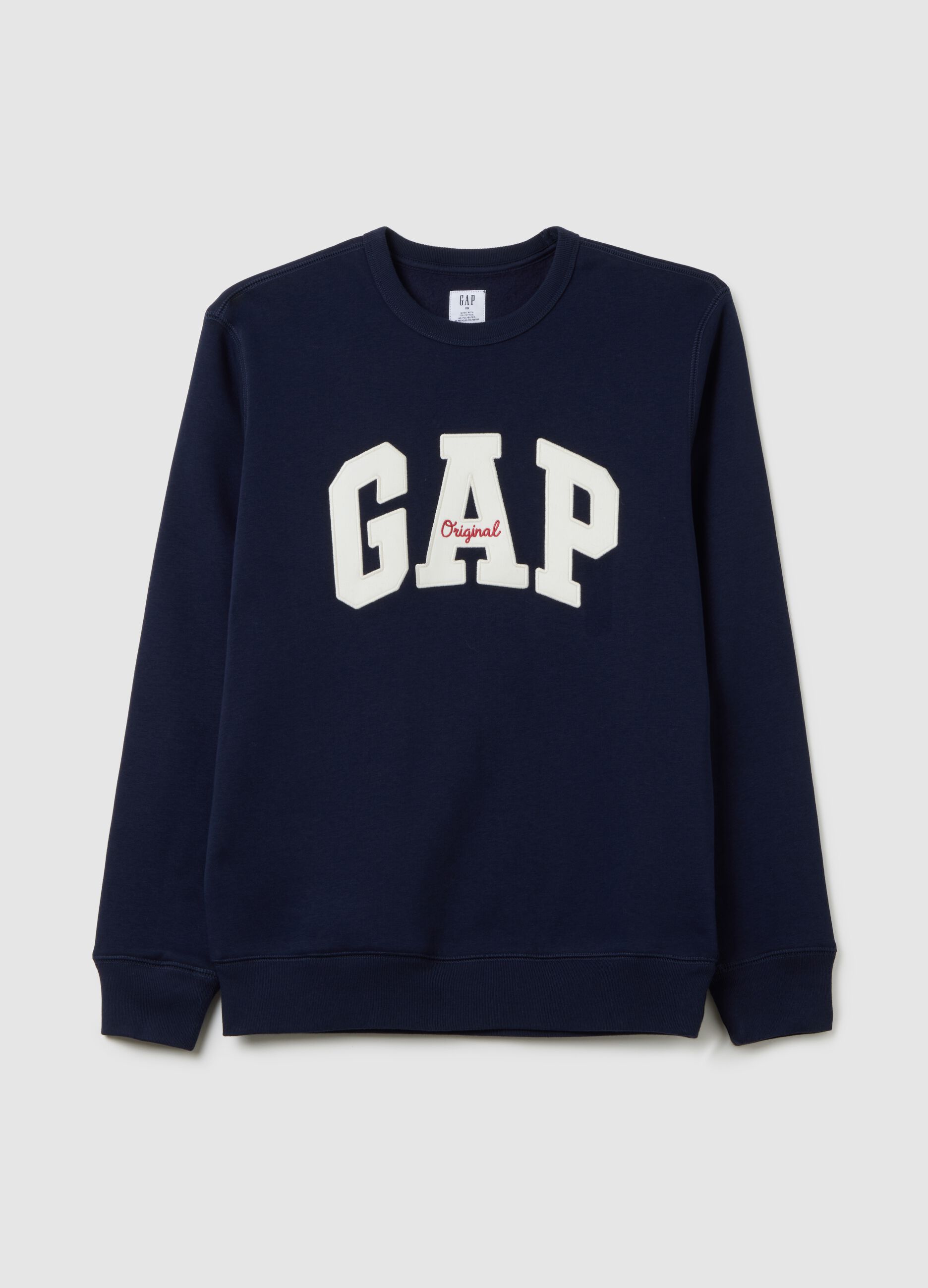 Round-neck sweatshirt with logo patch and embroidery_1