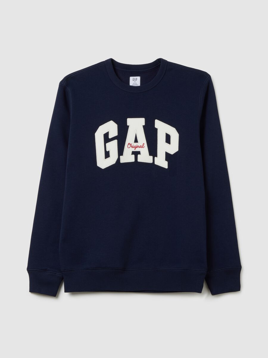 Round-neck sweatshirt with logo patch and embroidery Man_1