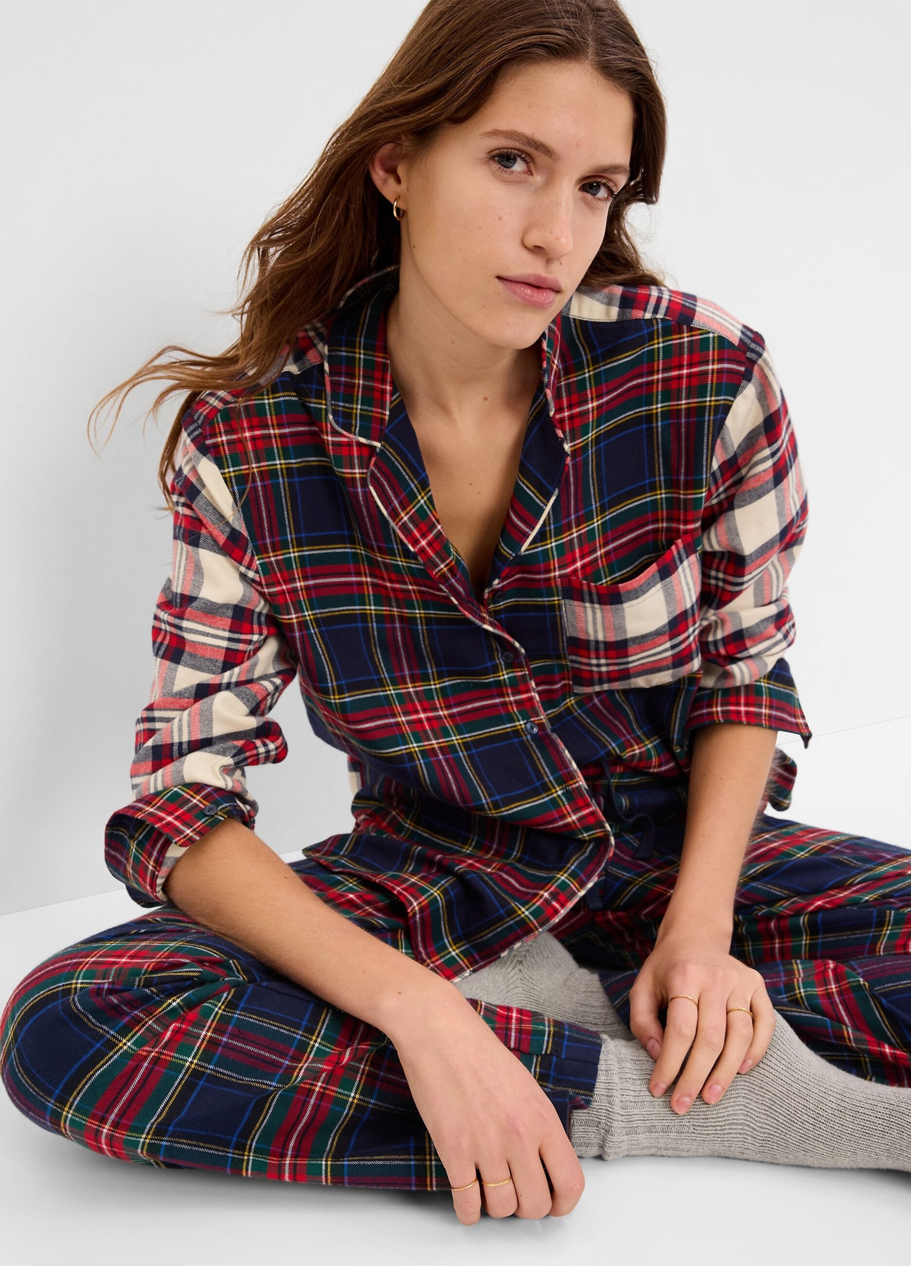 Pigiama lungo in flanella plaid_2