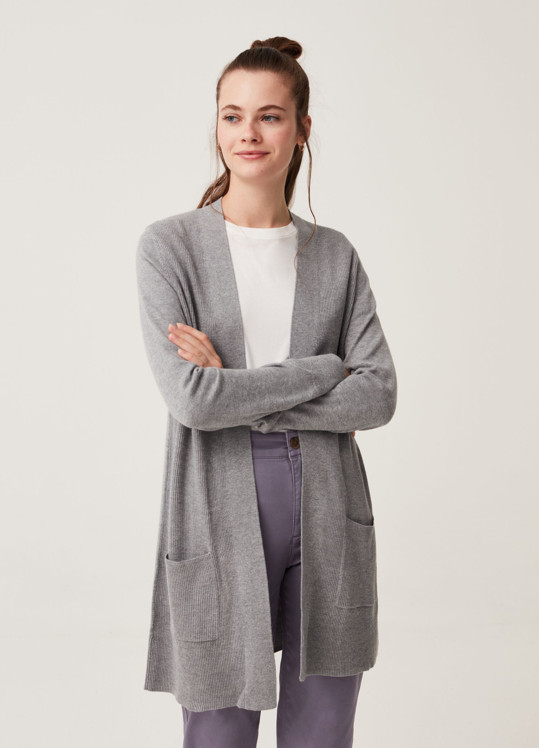 Long cardigan with pockets