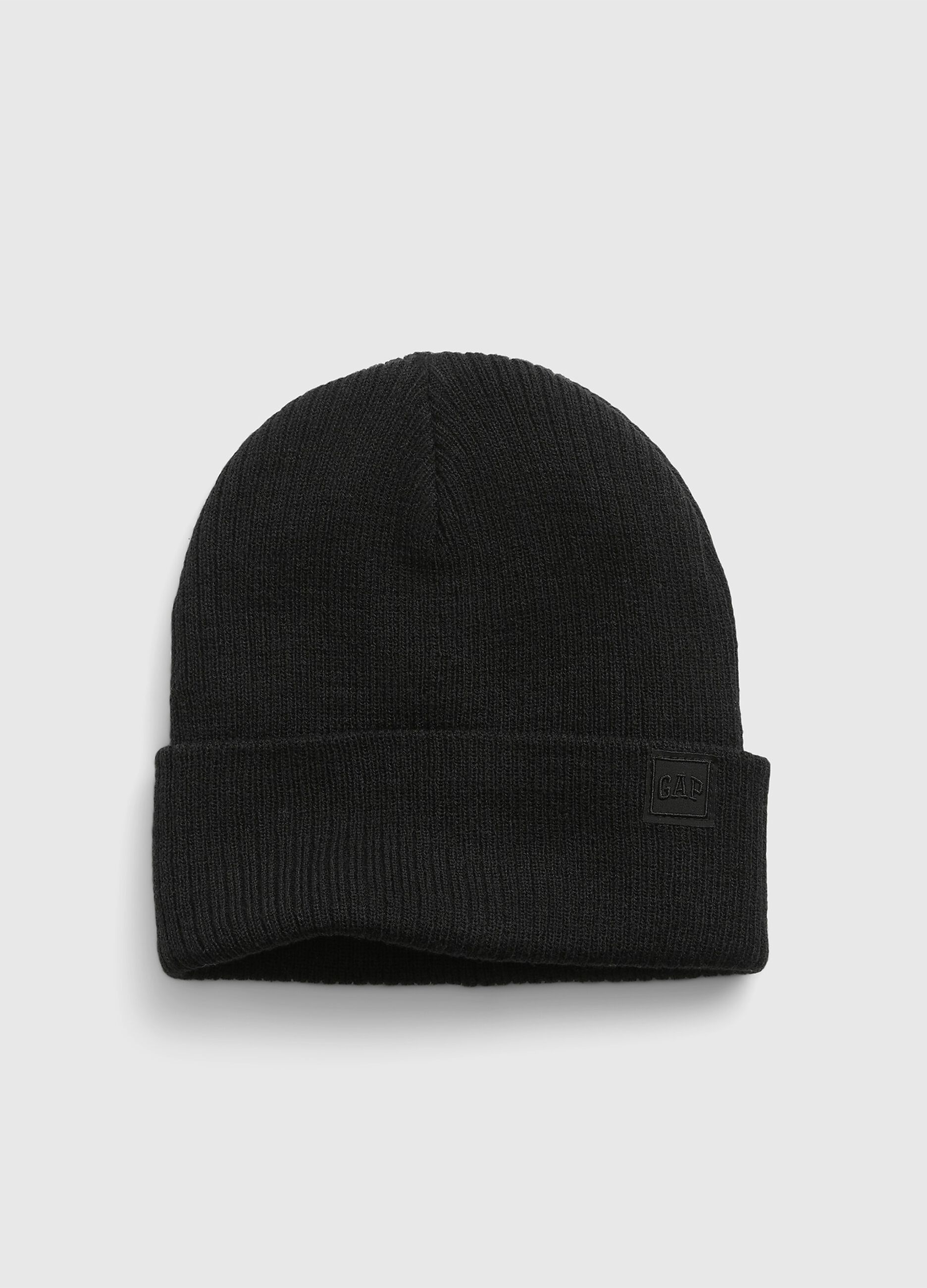 Knit cap with logo patch