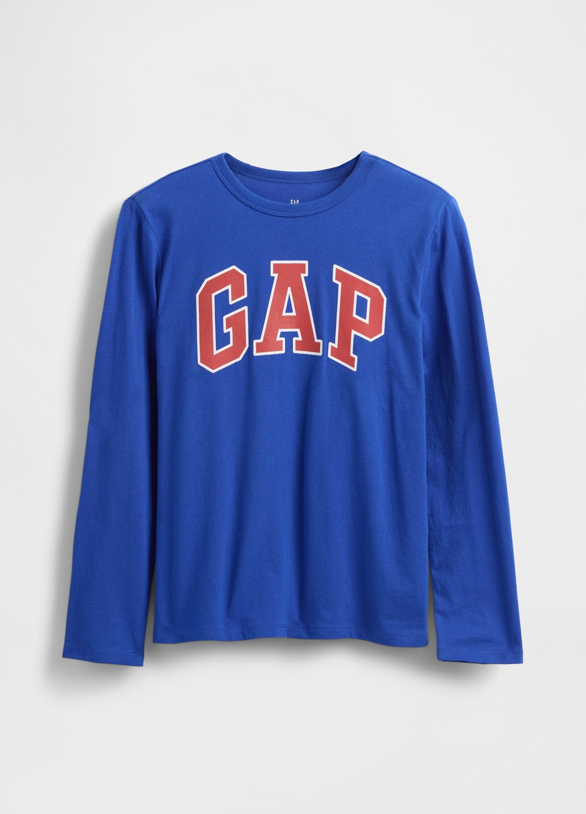 Maglia blu a maniche lunghe in cotone