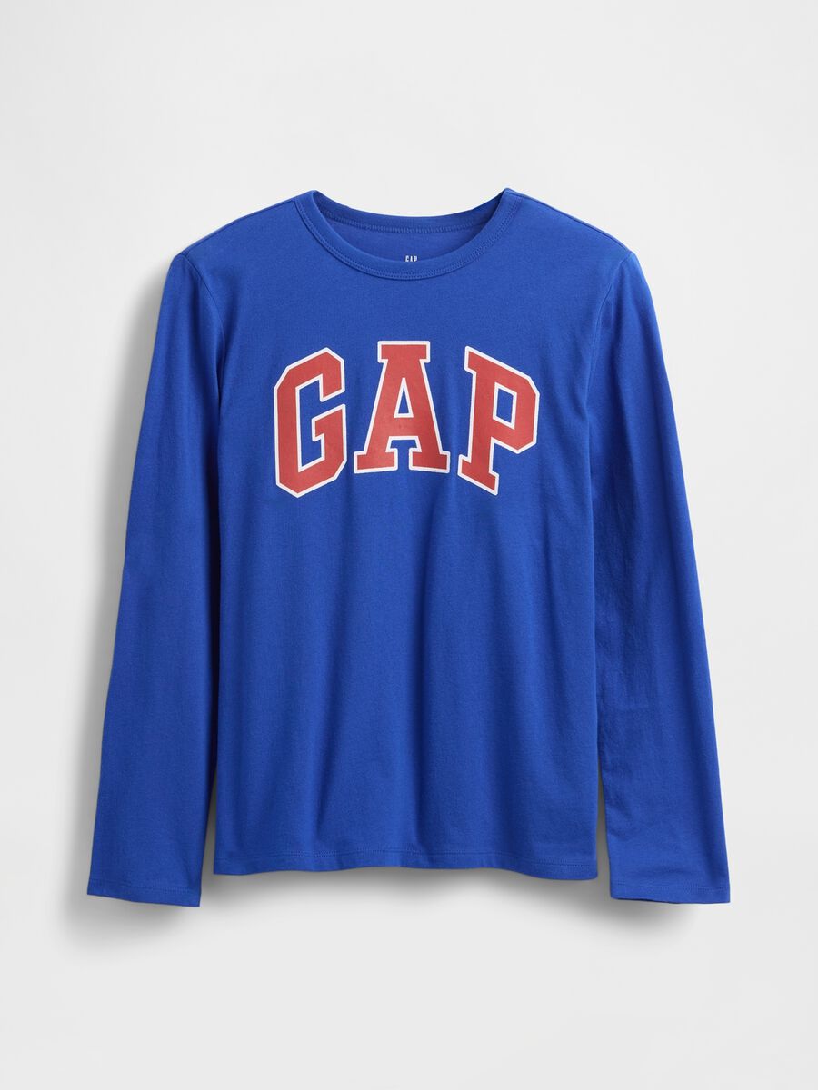 Maglia blu a maniche lunghe in cotone Bambino_0