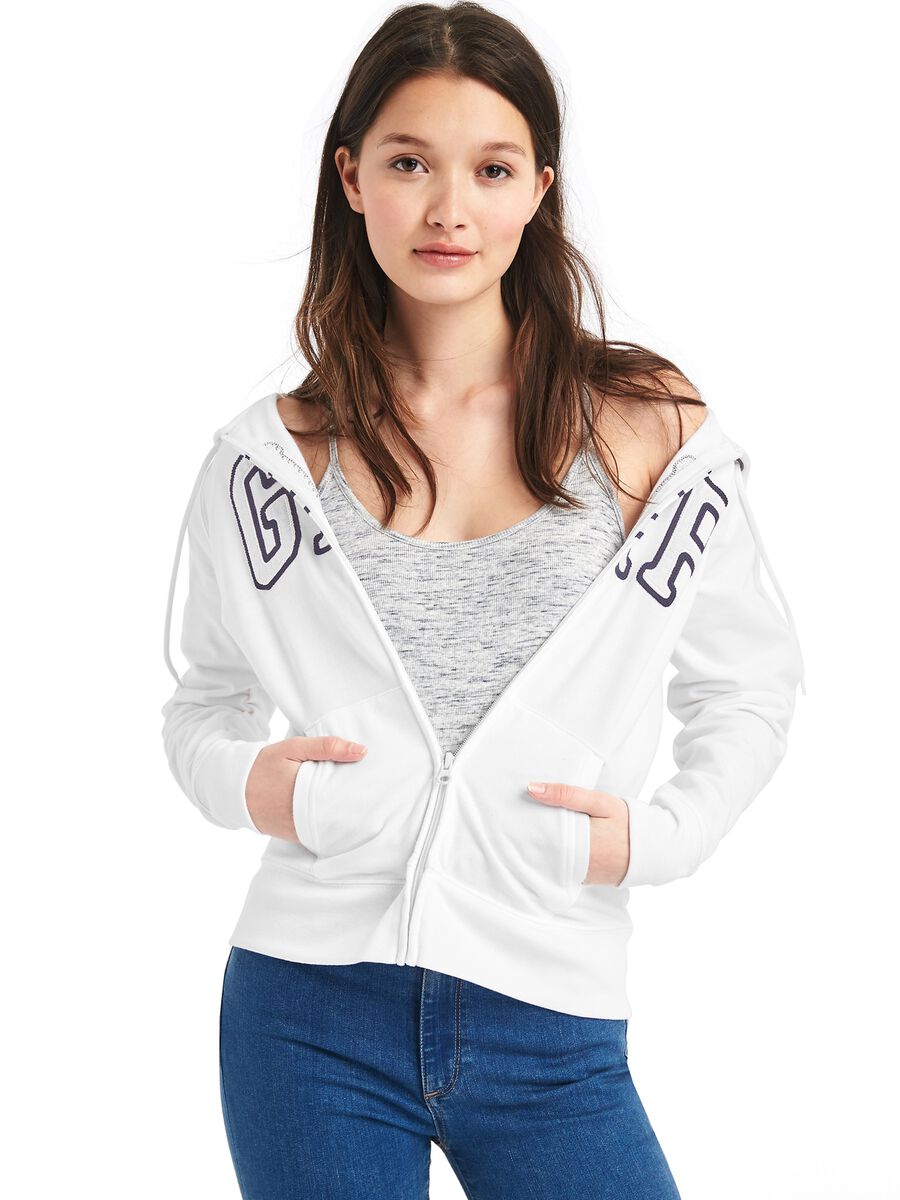 Full-zip in felpa con cappuccio e ricamo logo Donna_0