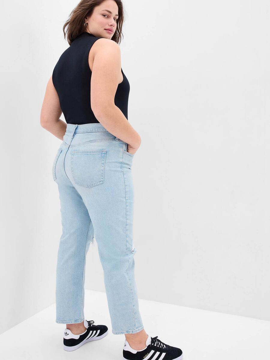 Straight fit jeans with worn look Woman_3