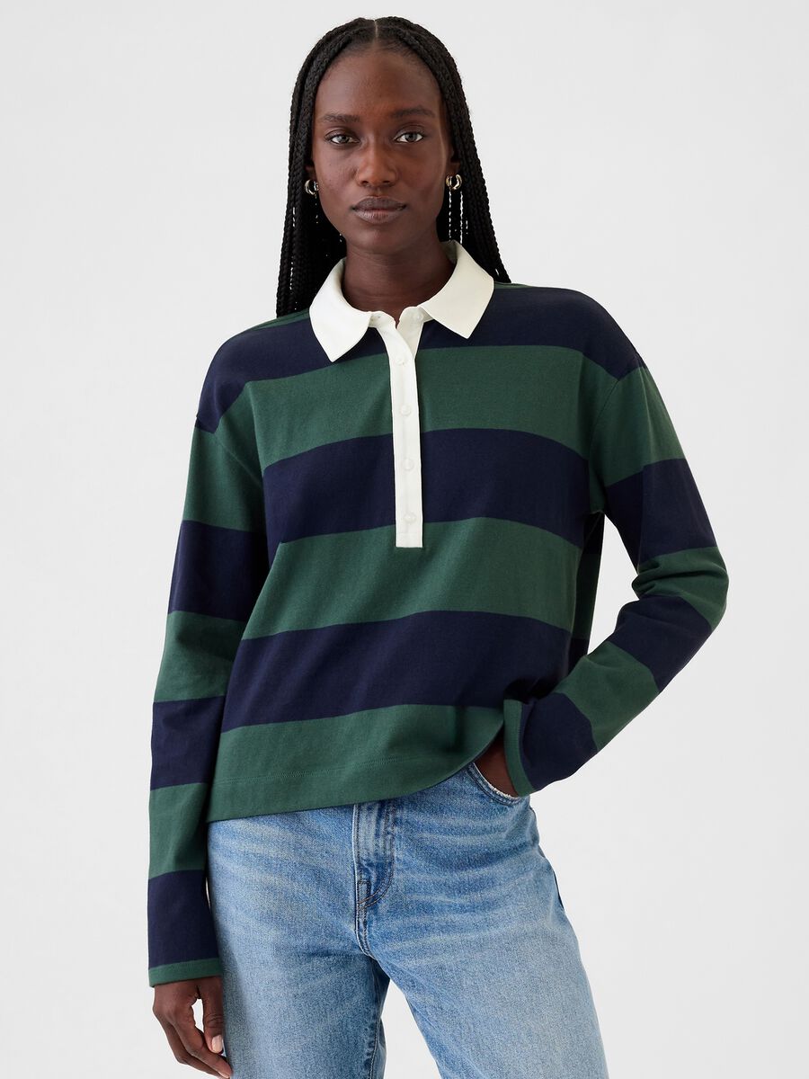 Polo a righe con maniche lunghe Donna_0