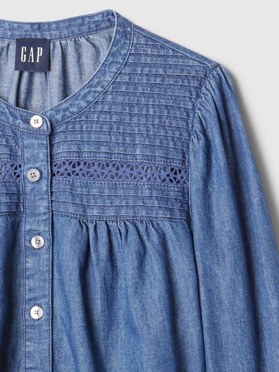 Camicia in denim blu con dettagli lavorati Woman_4