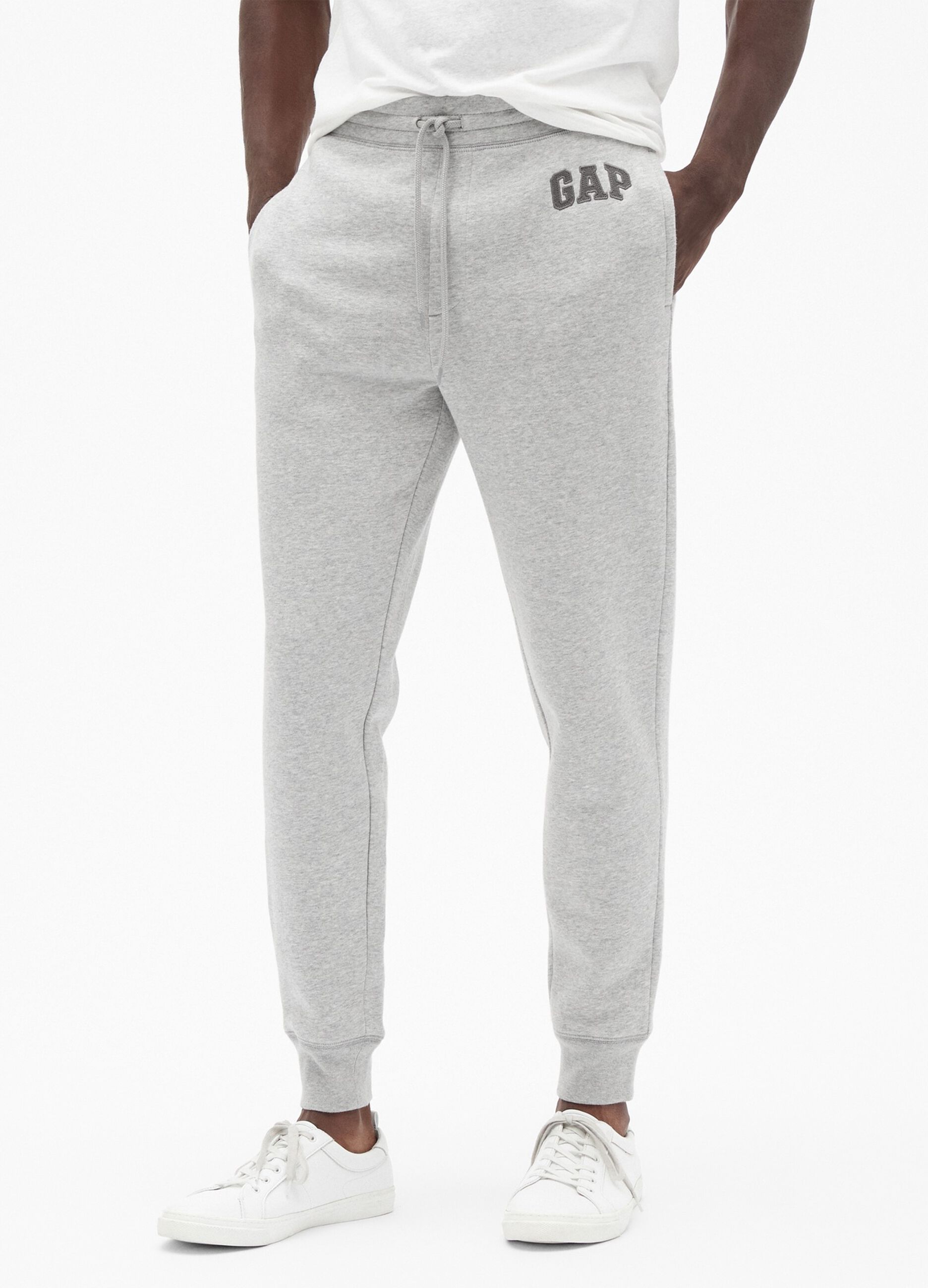 Joggers in felpa melange con ricamo logo