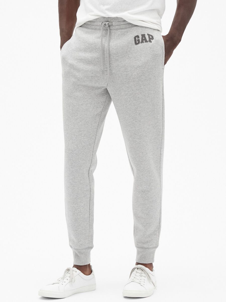 Joggers in felpa melange con ricamo logo Uomo_0