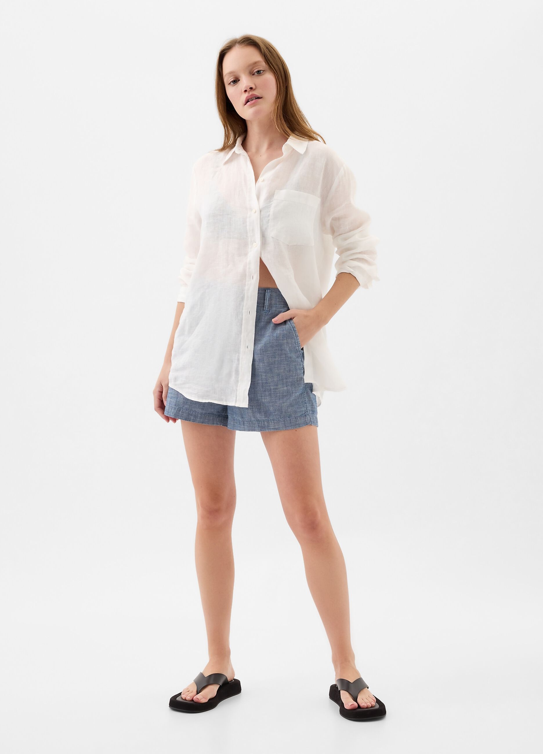 Shorts in cotone chambray
