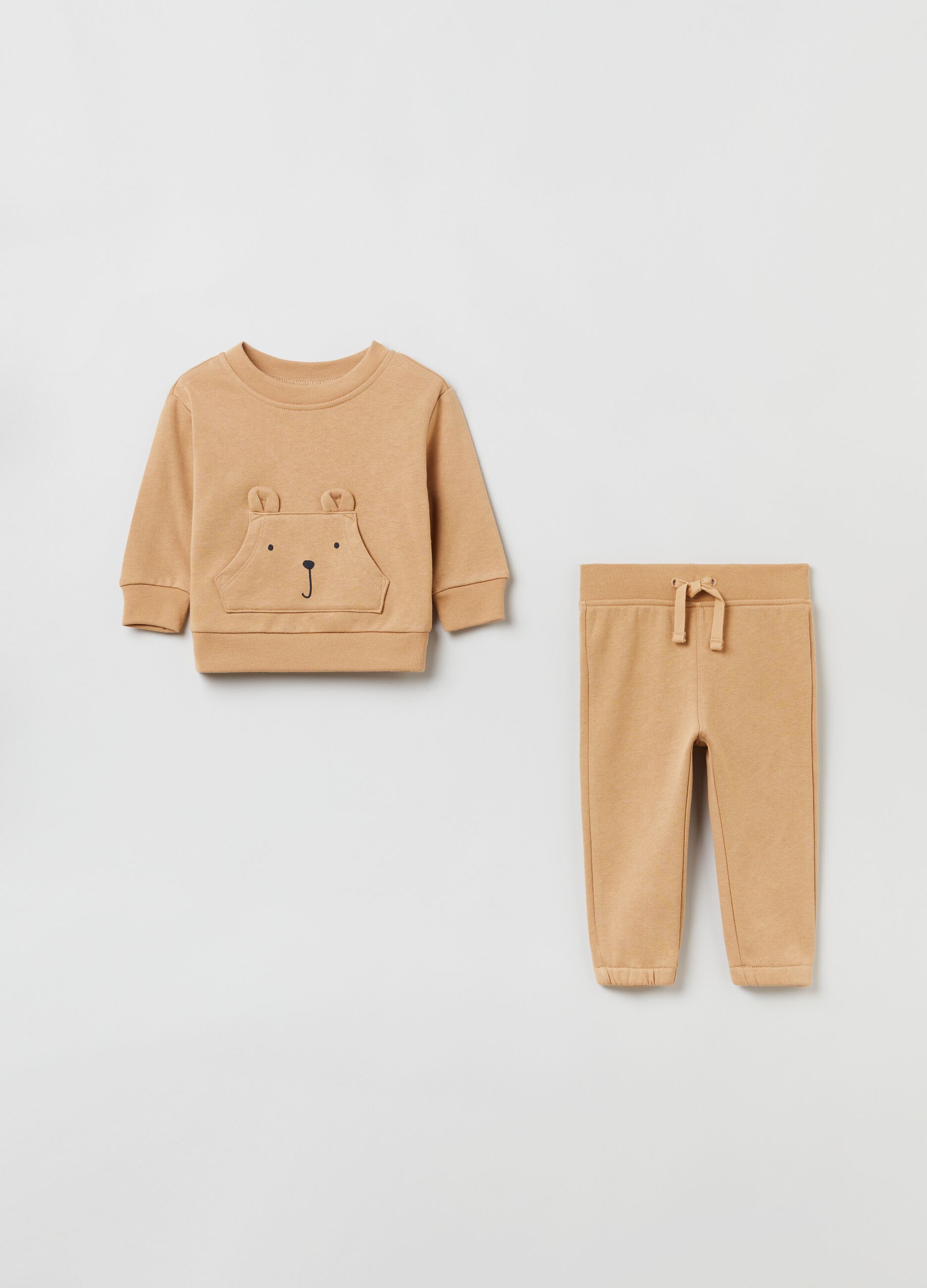 Fleece jogging set with bear print