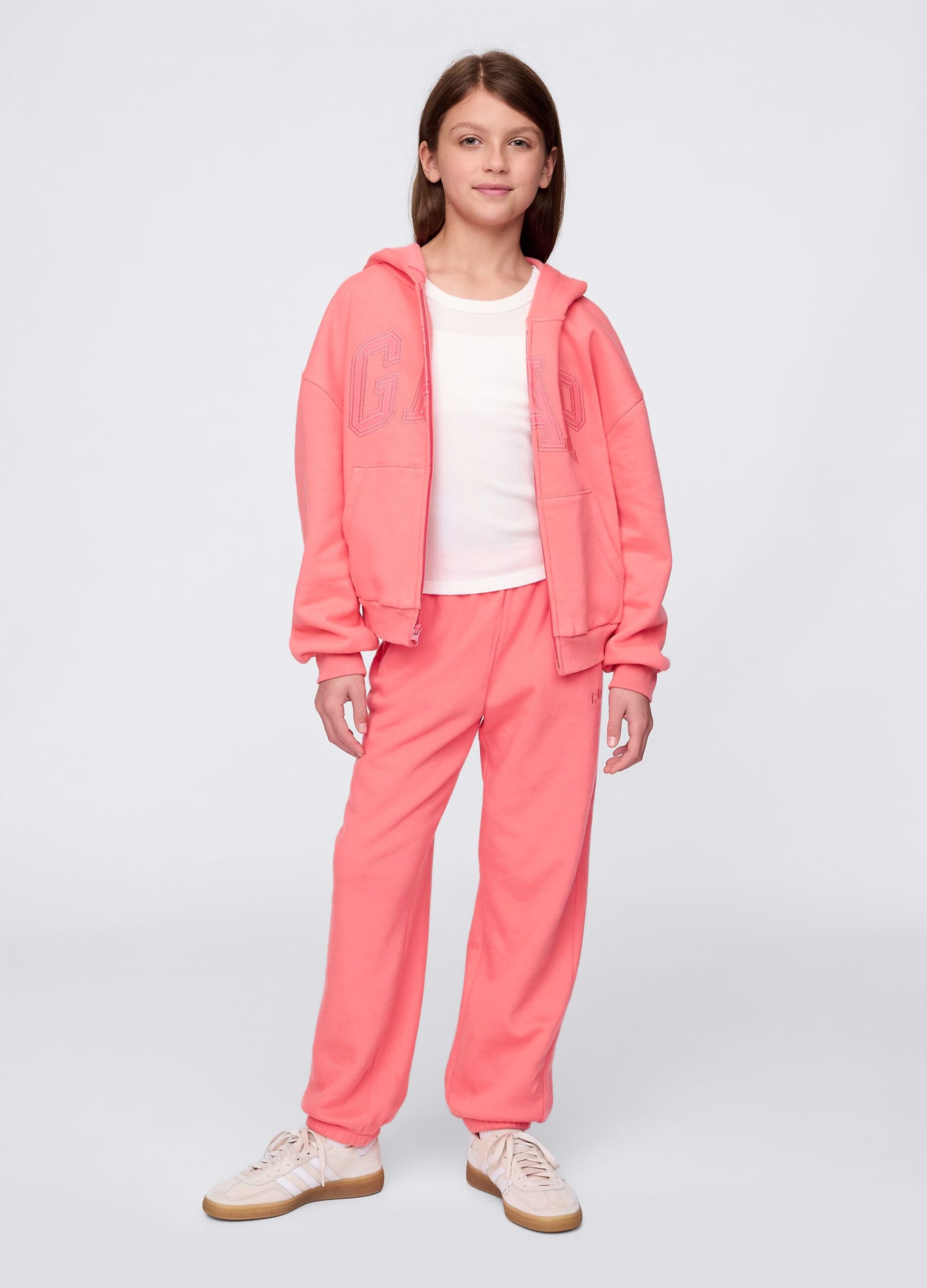 Joggers rosa con profili elasticati e ricamo logo