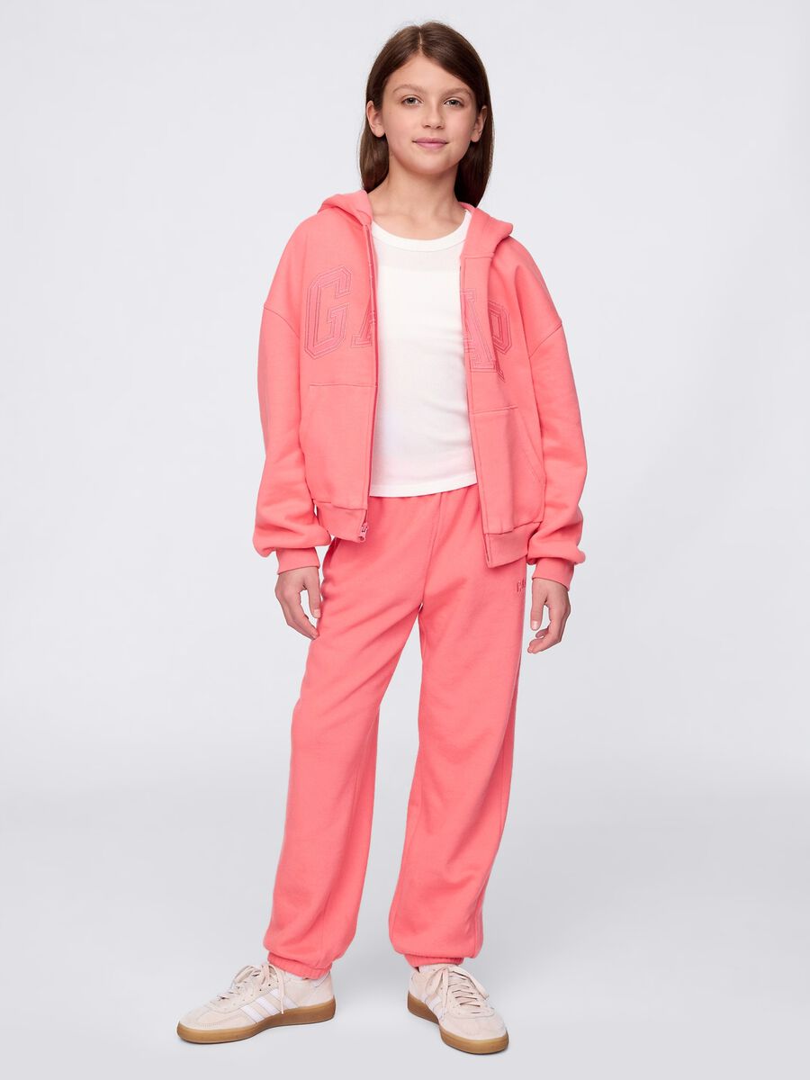 Pantaloni jogger rosa in misto cotone Bambina_0