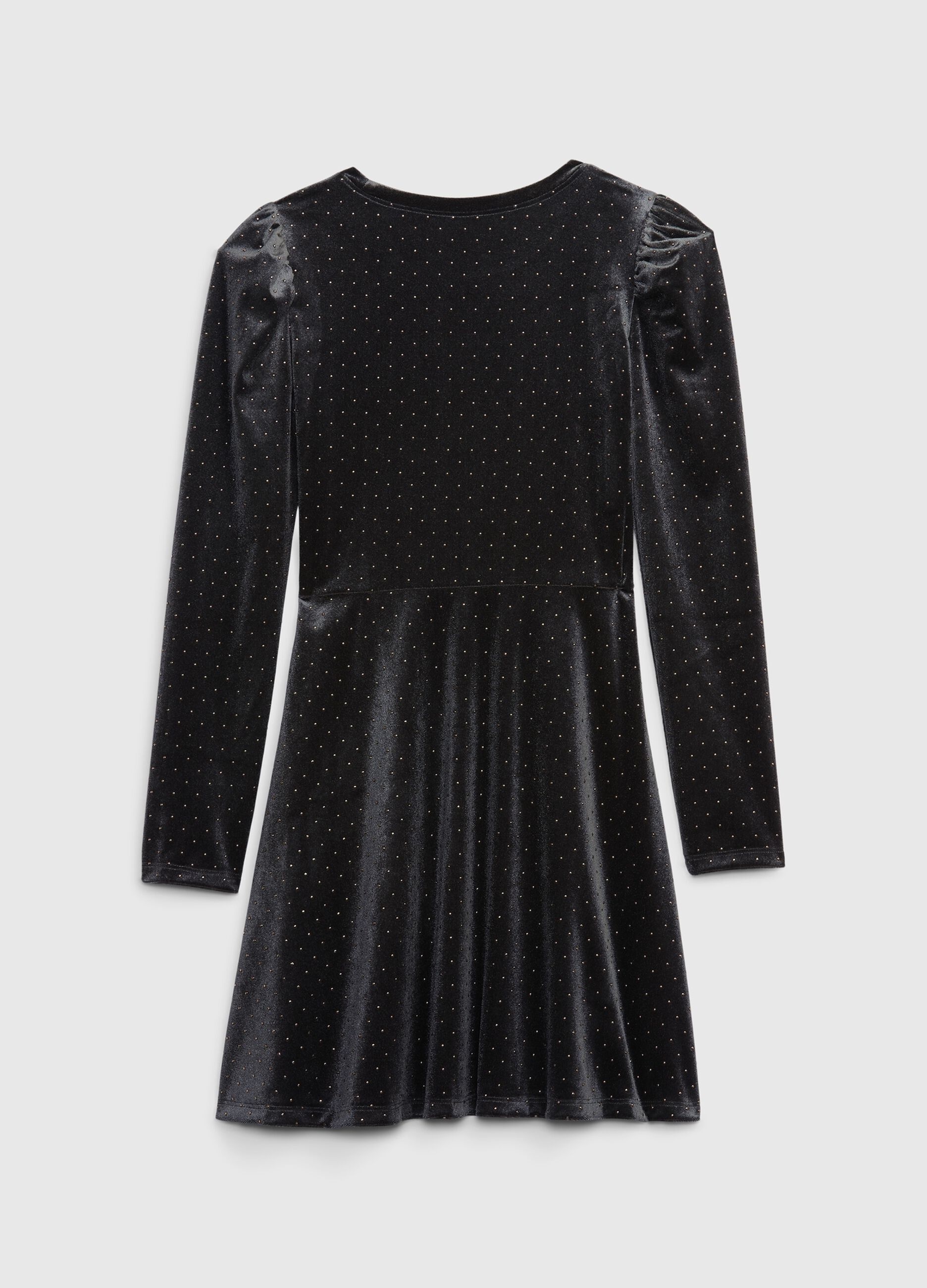 Long velvet dress with polka dot print_1