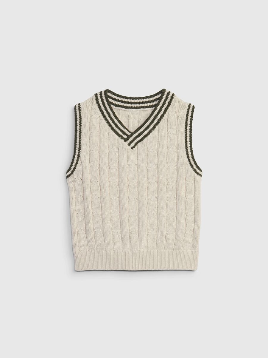 Cotton gilet with cable-knit design Toddler Boy_0