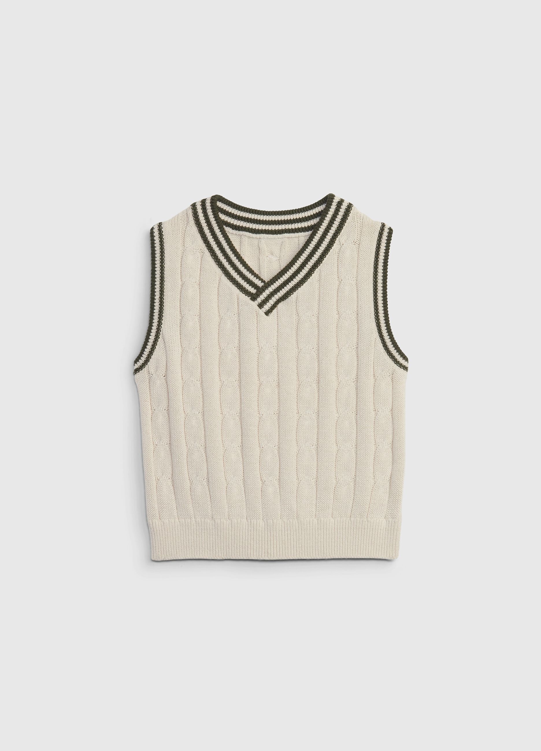 Cotton gilet with cable-knit design