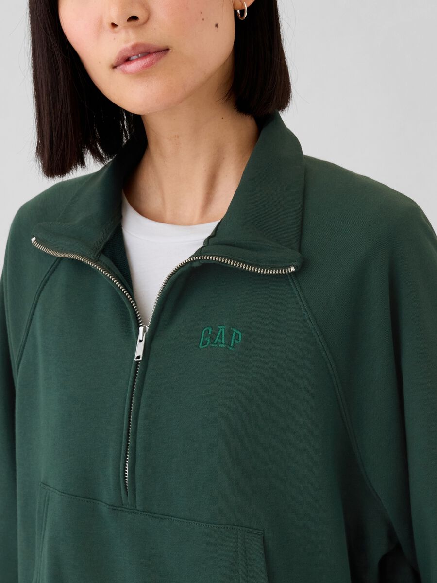 Felpa half-zip con ricamo logo Donna_3