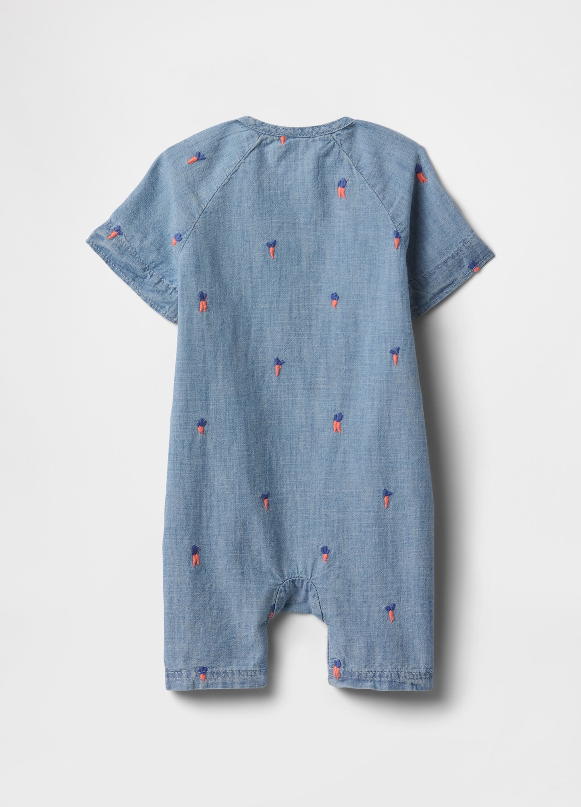 Tutina per bambini in denim con ricami colorati_1