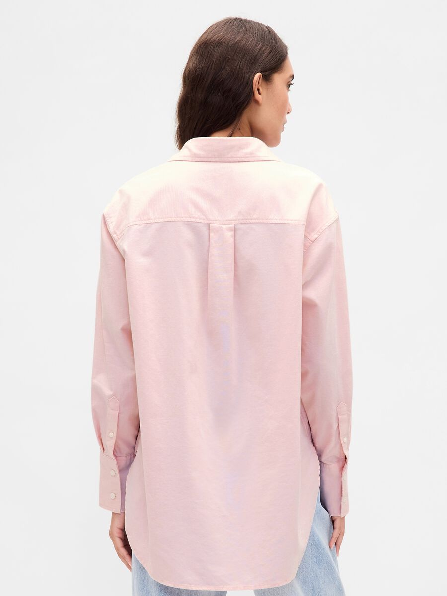 Camicia rosa in cotone a maniche lunghe Donna_1
