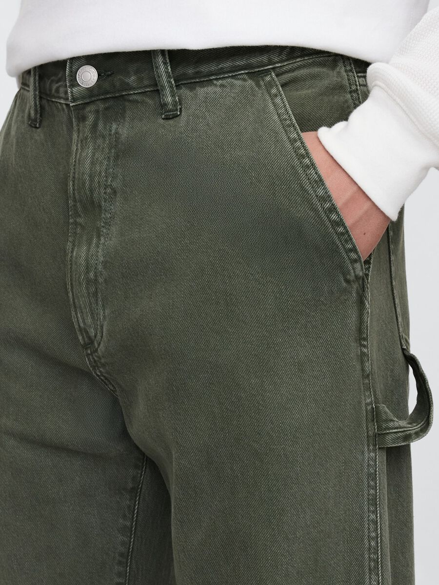 Pantaloni cargo larghi verde in misto cotone Man_4