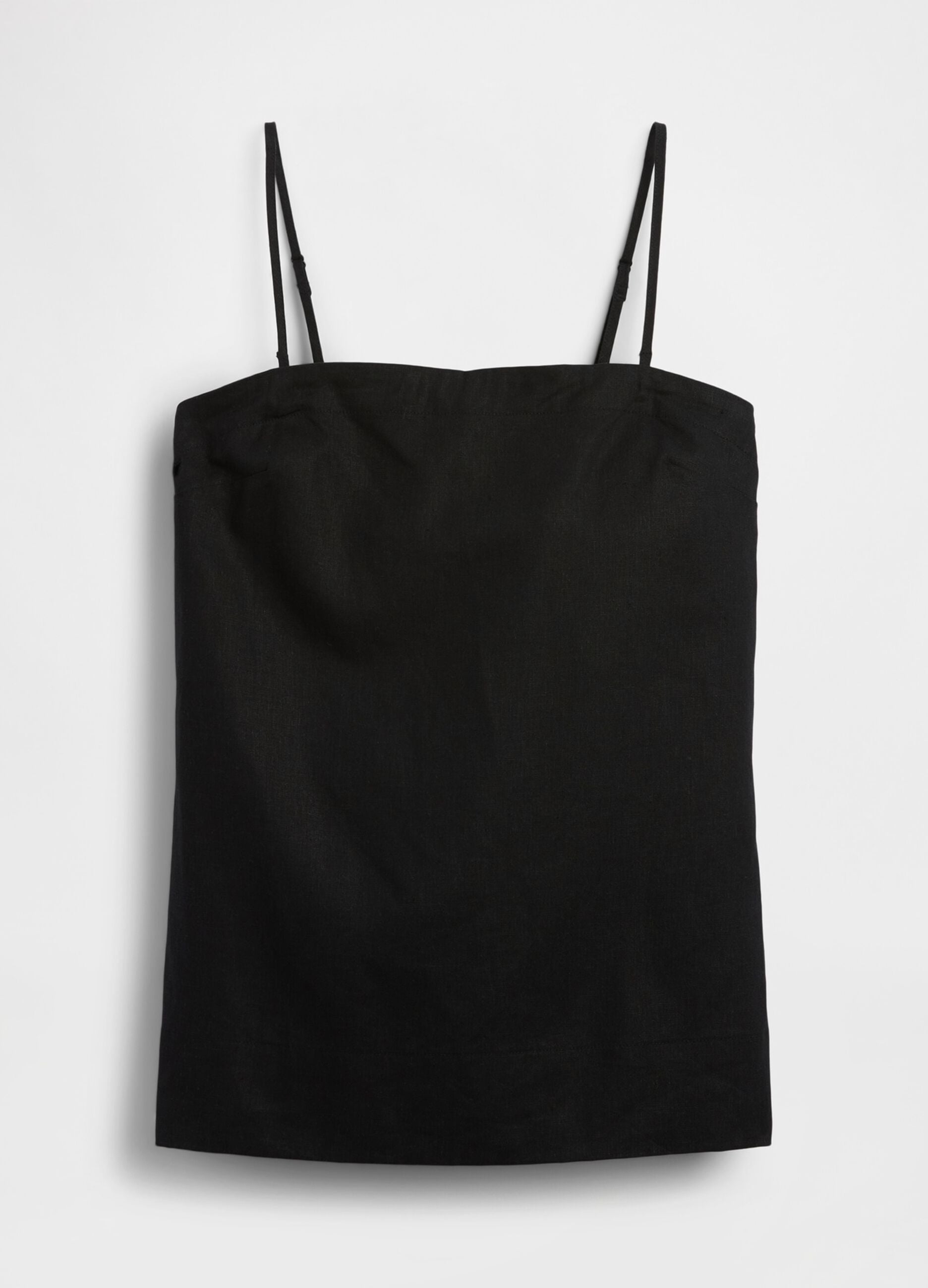 Top in misto lino con spalline sottili