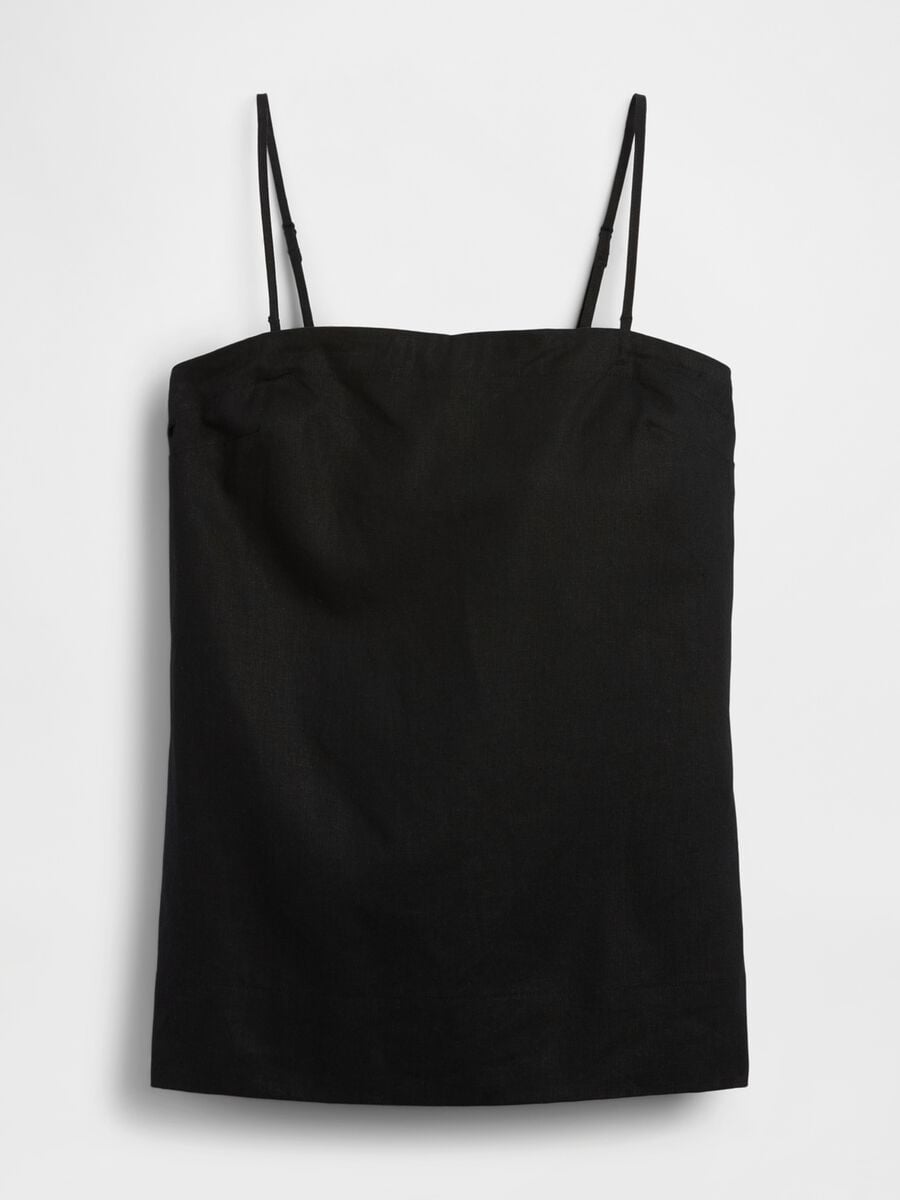 Top in misto lino con spalline sottili Donna_3
