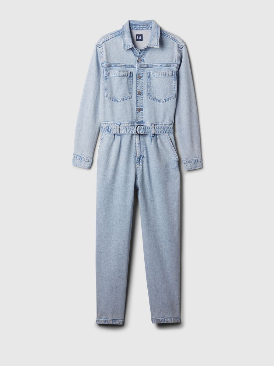 Jumpsuit in denim with belt Woman_5