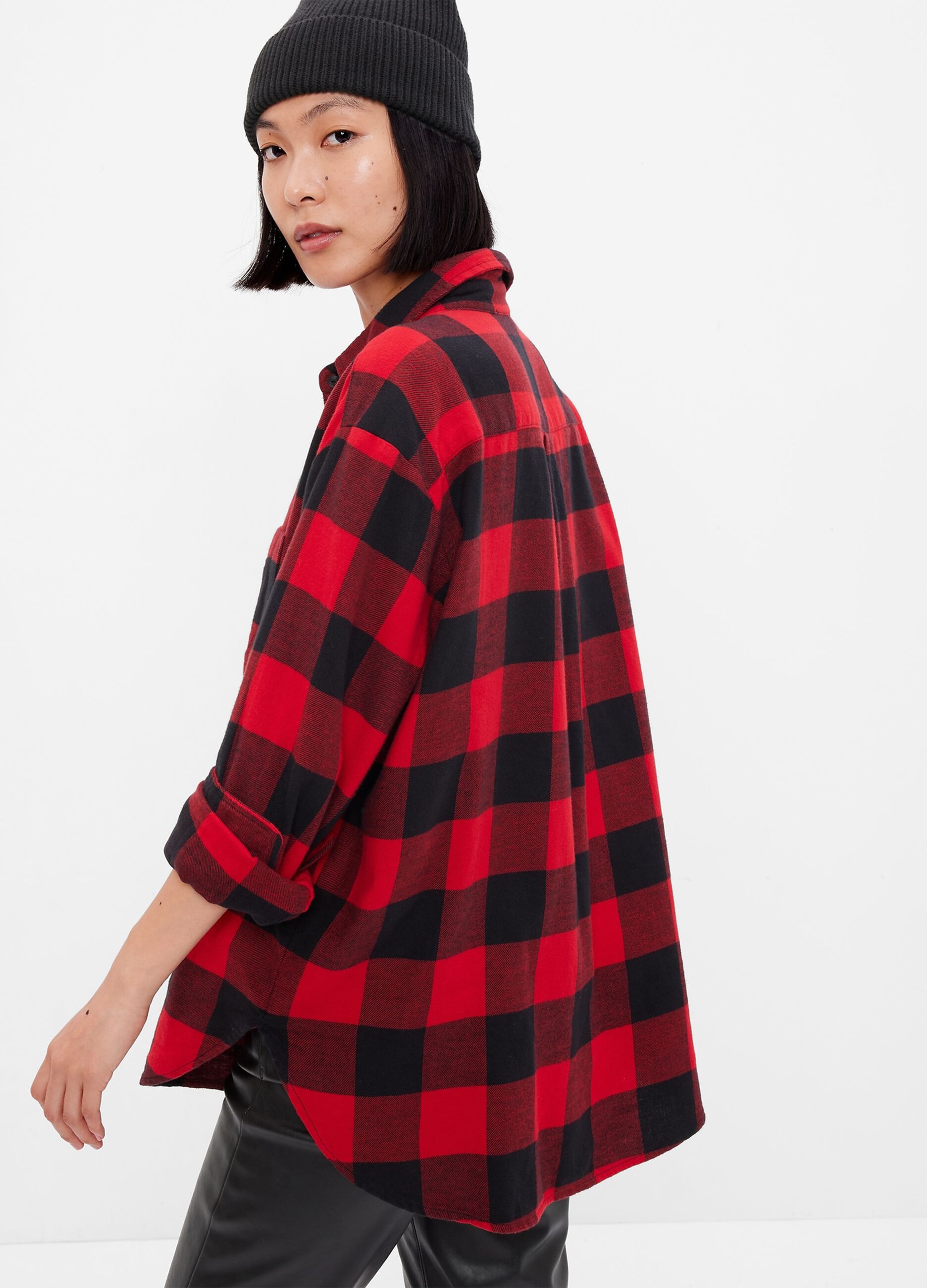 Oversized check flannel shirt_1