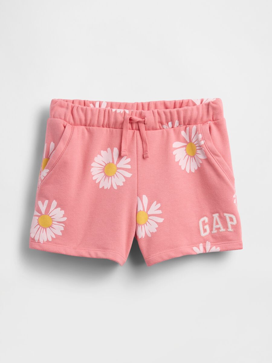 Shorts in misto cotone rosa da bambina con margherite Bambina_3