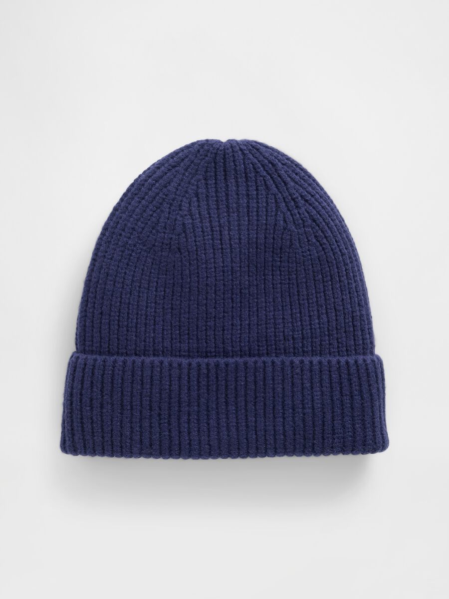 Beanie blu in misto cotone e acrilico Uomo_0