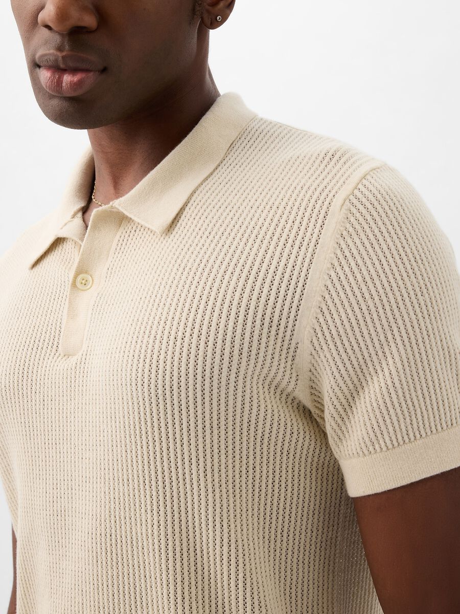 Polo shirt in crochet cotton blend Man_2