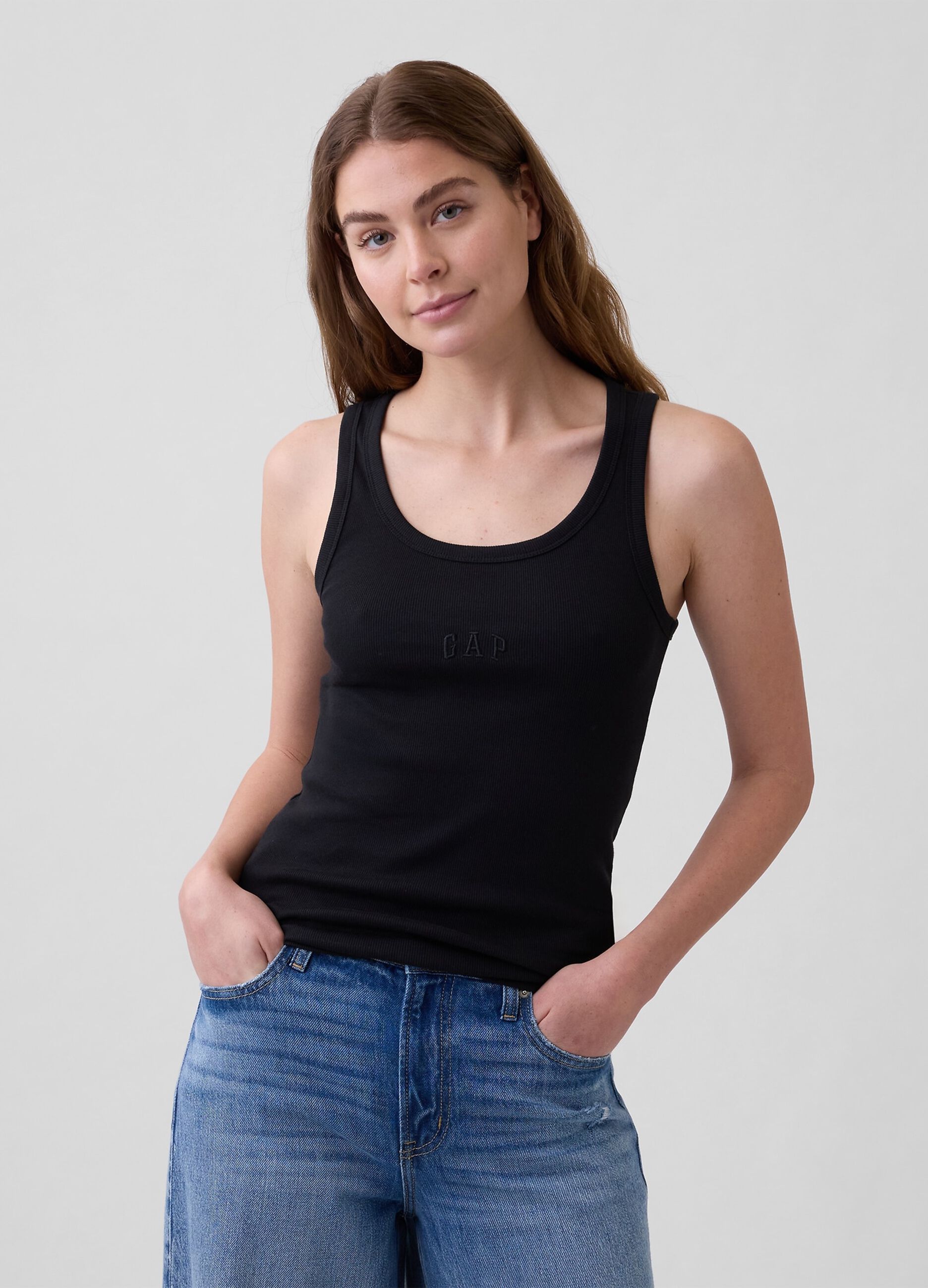 Tank top in cotone elasticizzato con logo GAP