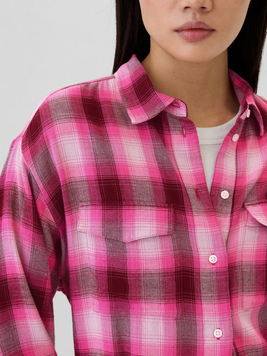 Camicia in flanella check con tasche Donna_3