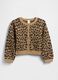 Cardigan marrone in cotone con stampa leopardata_1