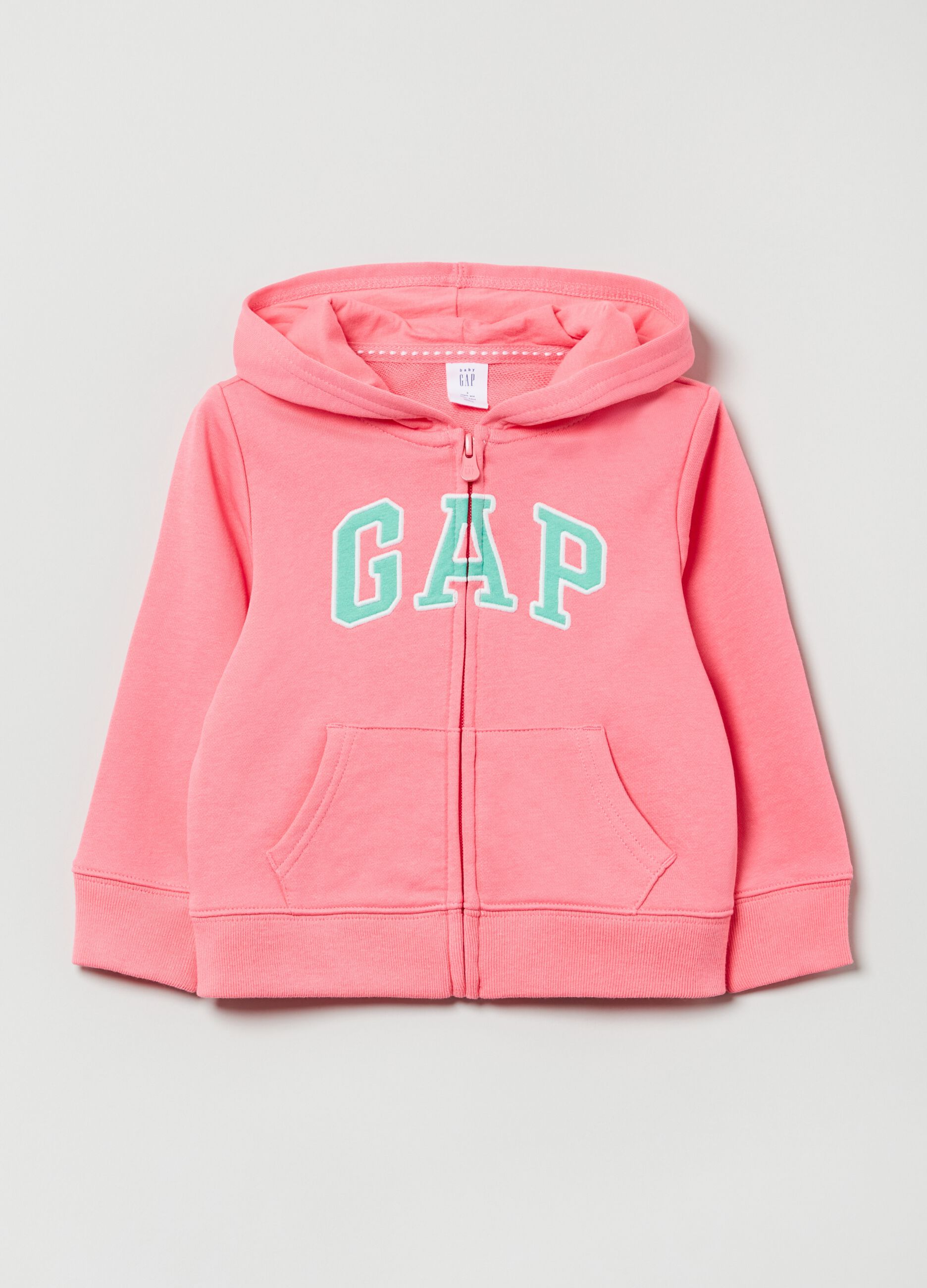 Full-zip sweatshirt with hood and logo patch