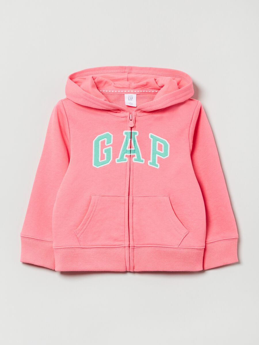Full-zip sweatshirt with hood and logo patch Newborn Boy_0