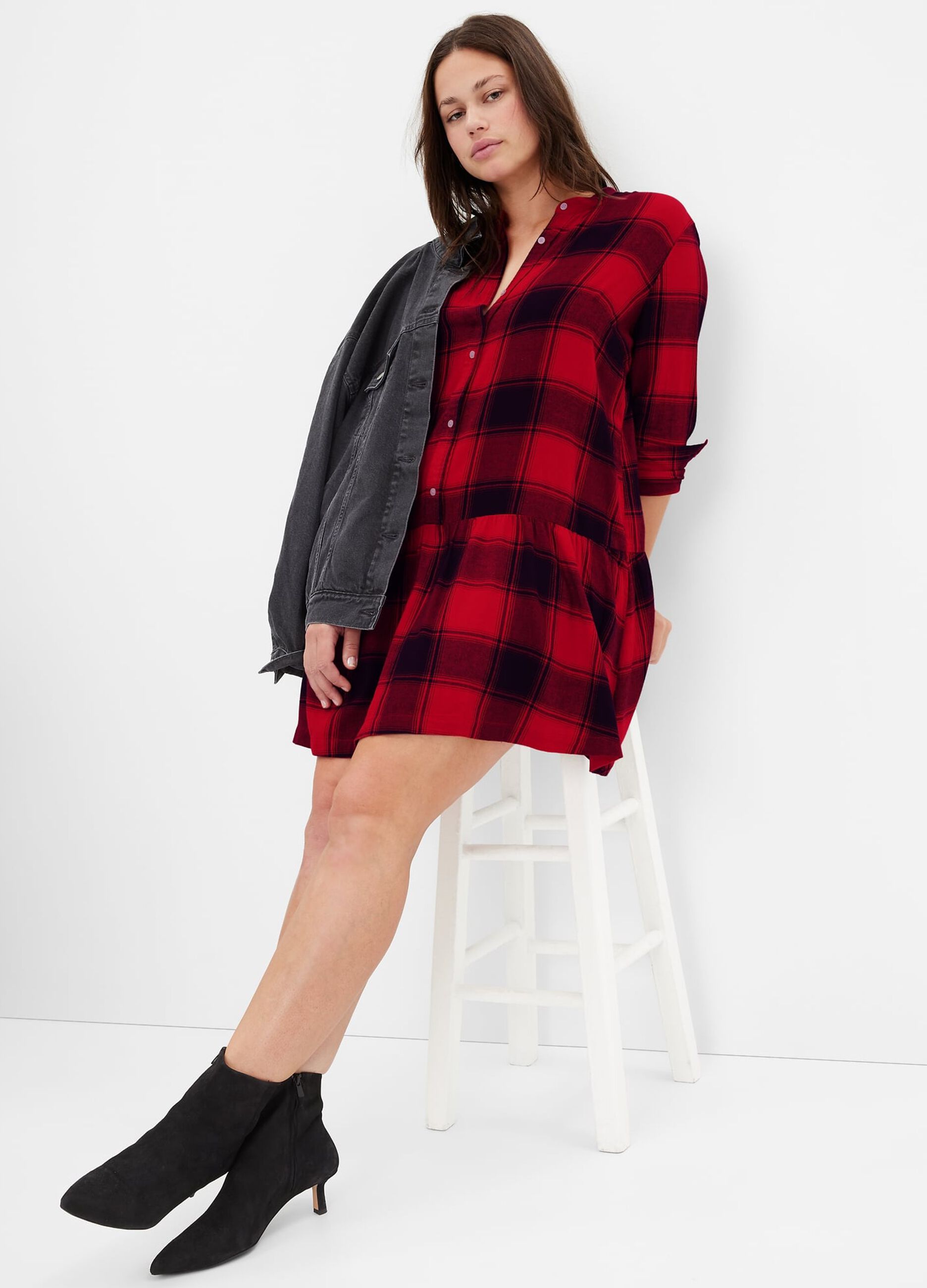 Short shirt dress with check pattern_2