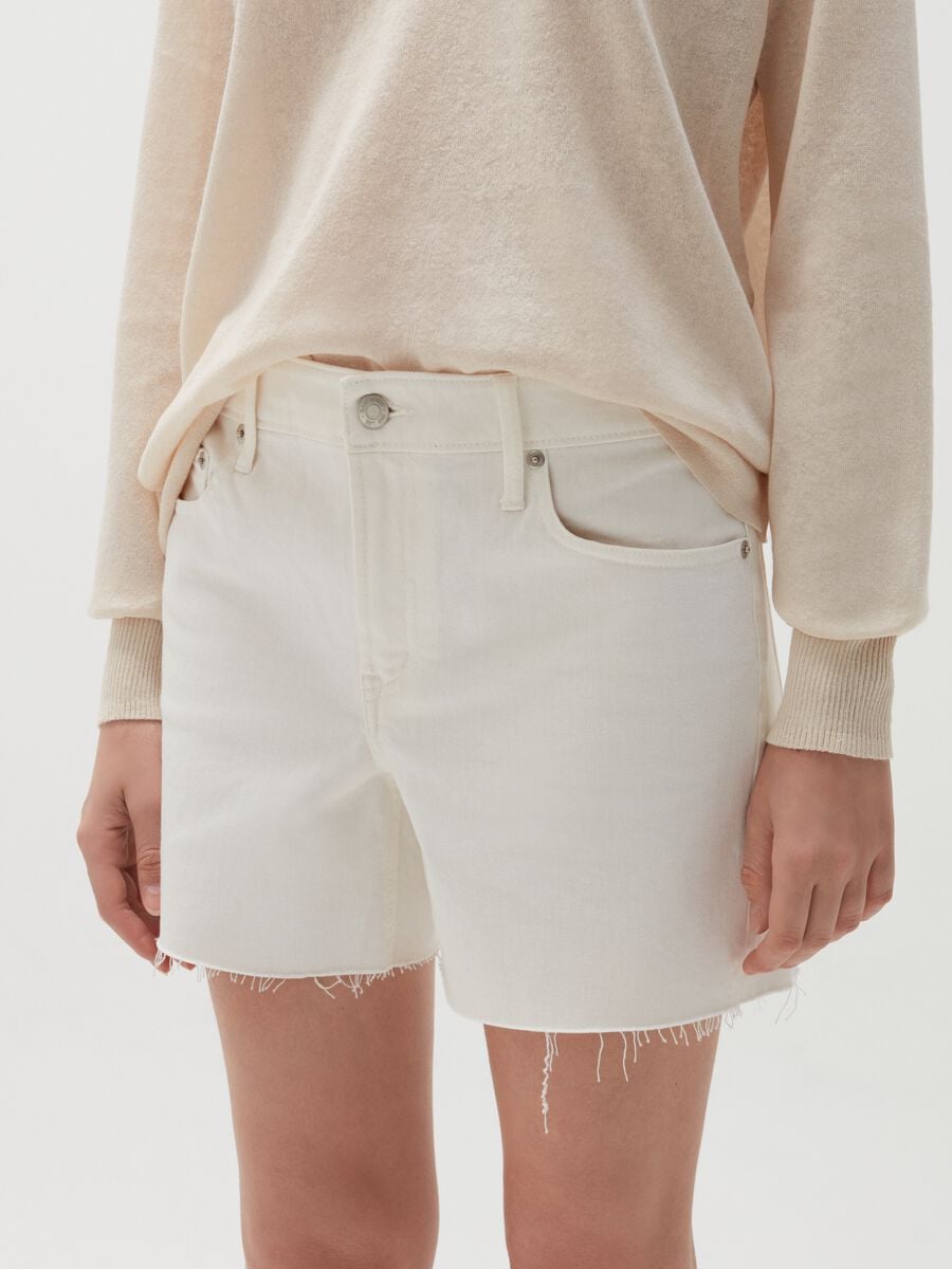 Shorts in denim tinta unita Donna_1