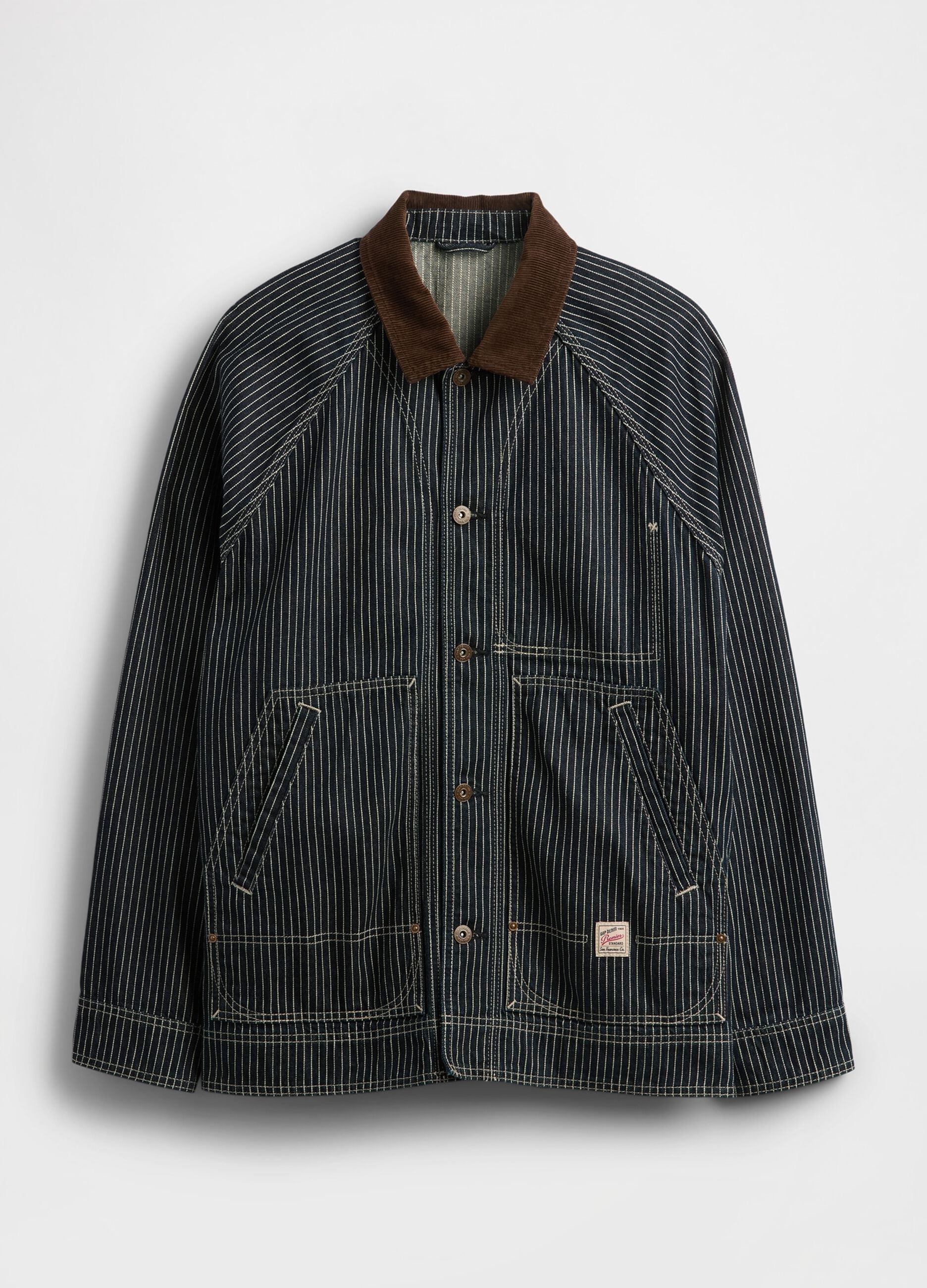 Giacca marrone in cotone a righe_4