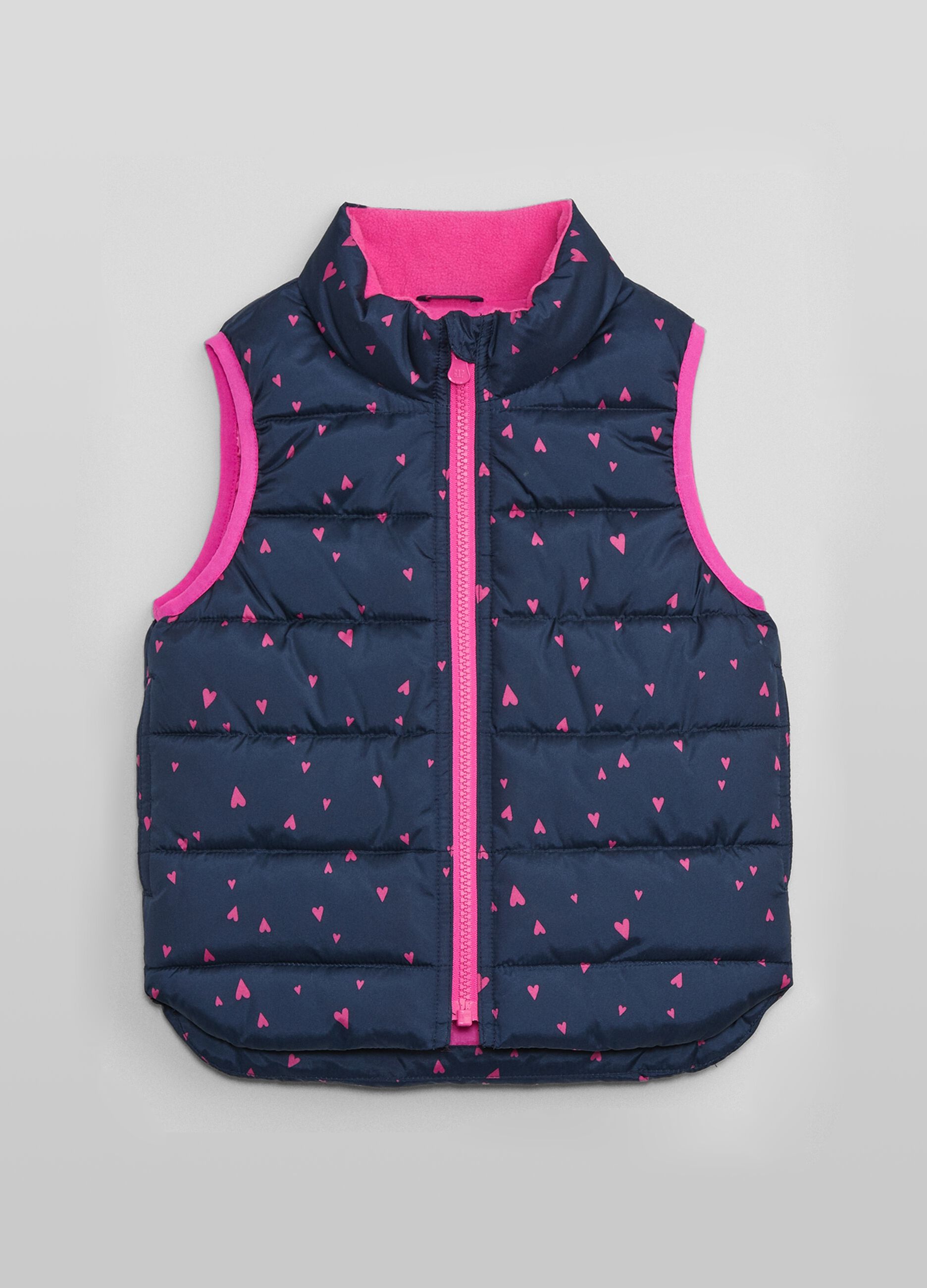 Quilted full-zip gilet with print