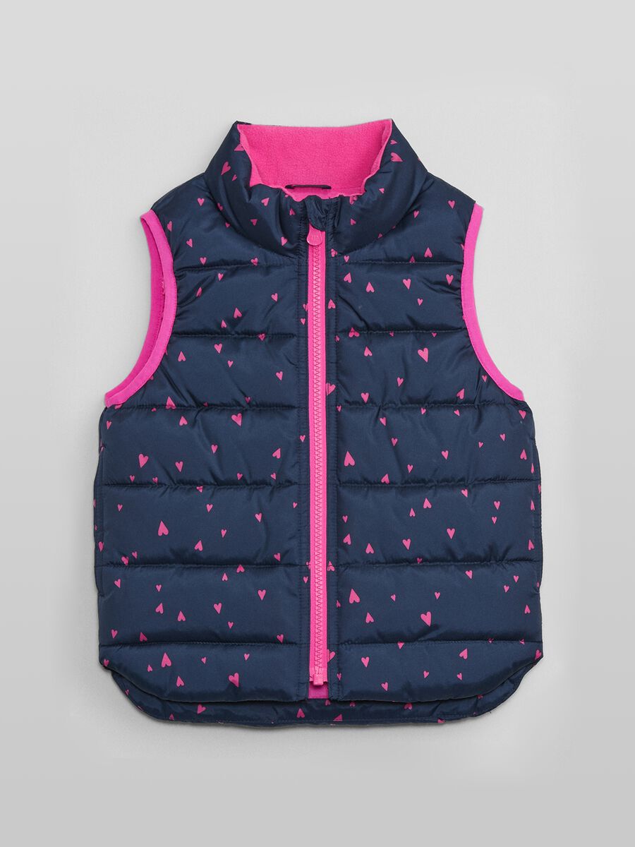 Quilted full-zip gilet with print Newborn Boy_0