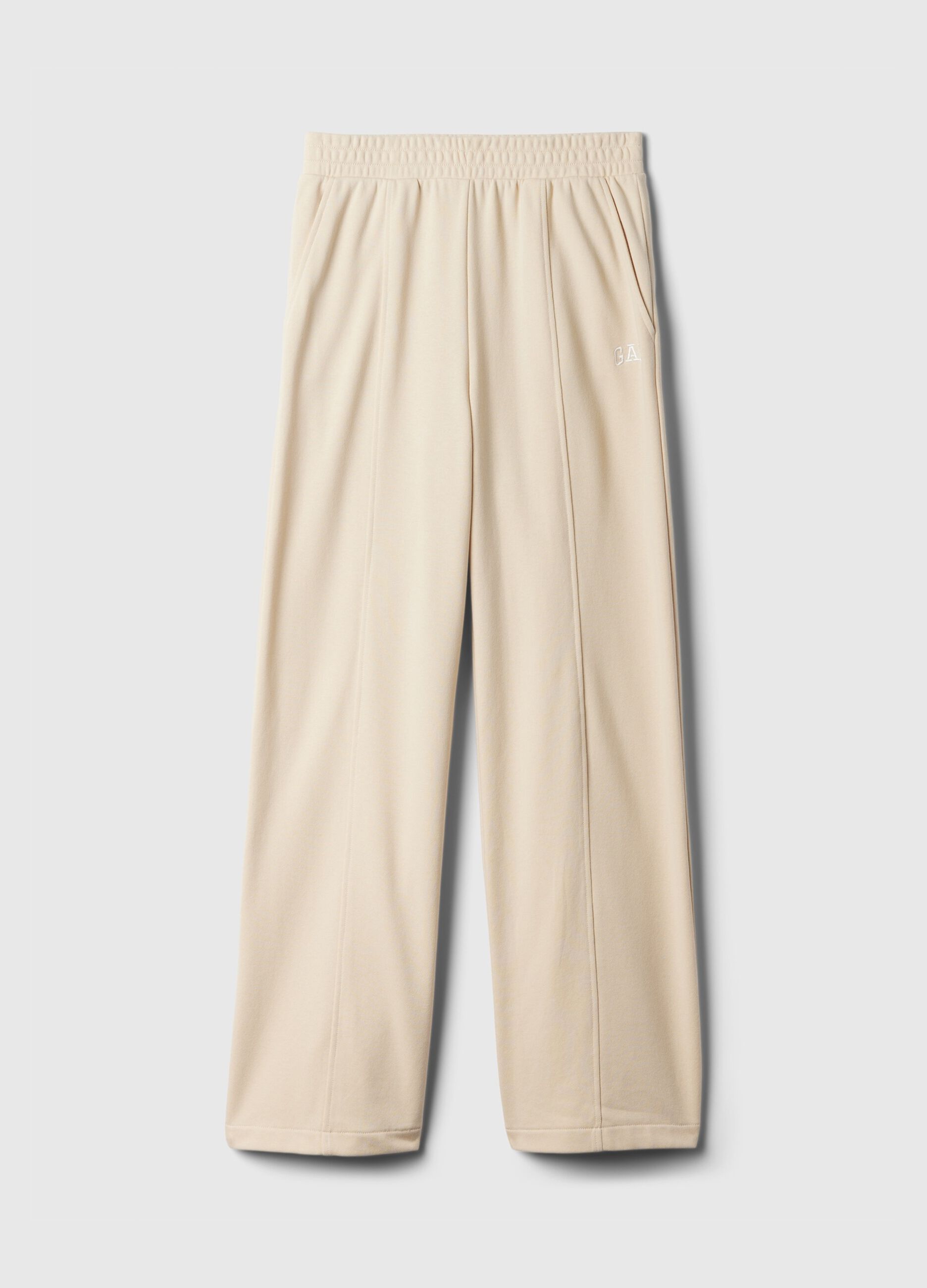 Joggers wide leg in felpa con ricamo logo_2