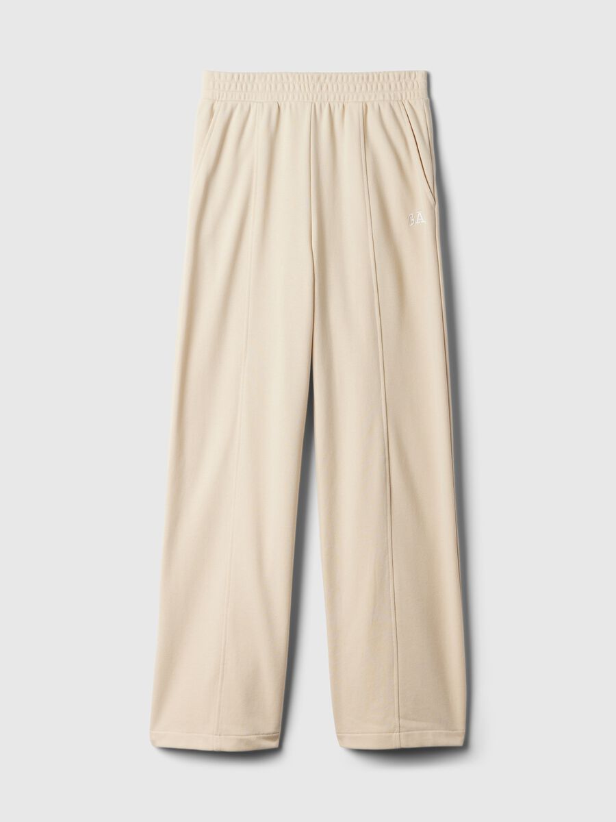 Joggers wide leg in felpa con ricamo logo Donna_2